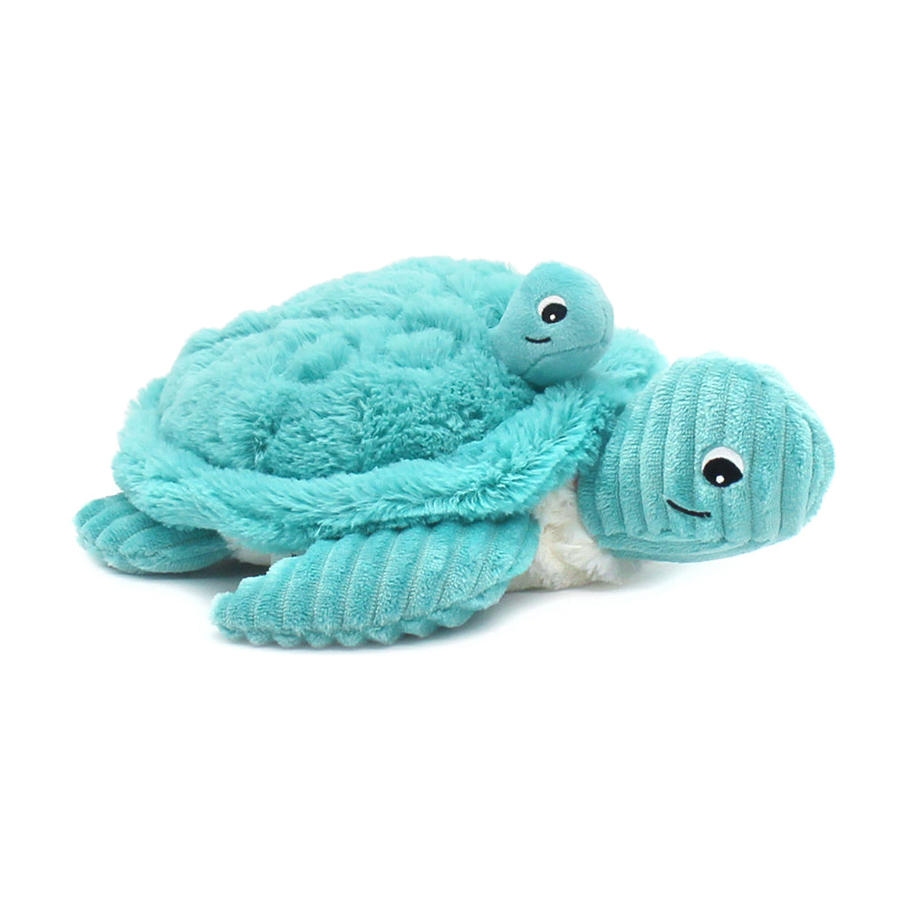 Peluche tortue parent bébé turquoise