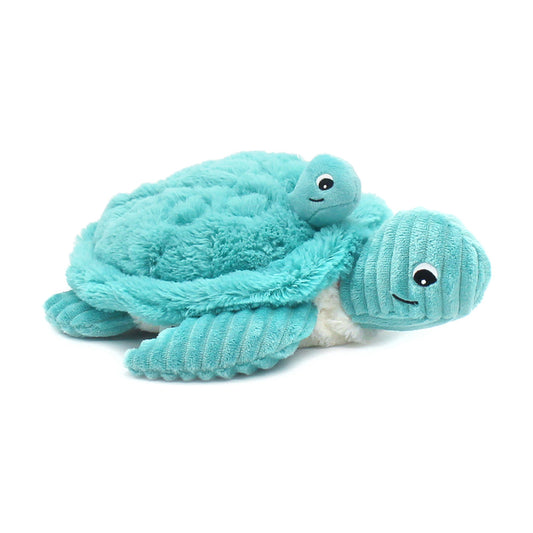 Peluche tortue parent bébé turquoise