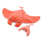 Peluche raie manta parent et son bébé corail