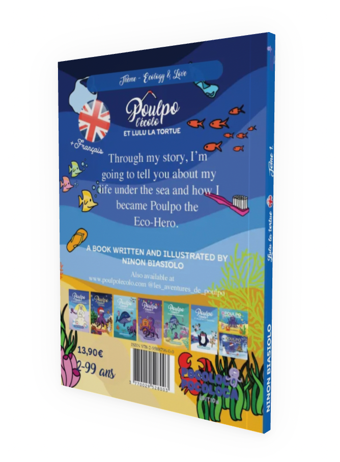 Livre Anglais + Français tome 1 Poulpo and Lulu the turtle