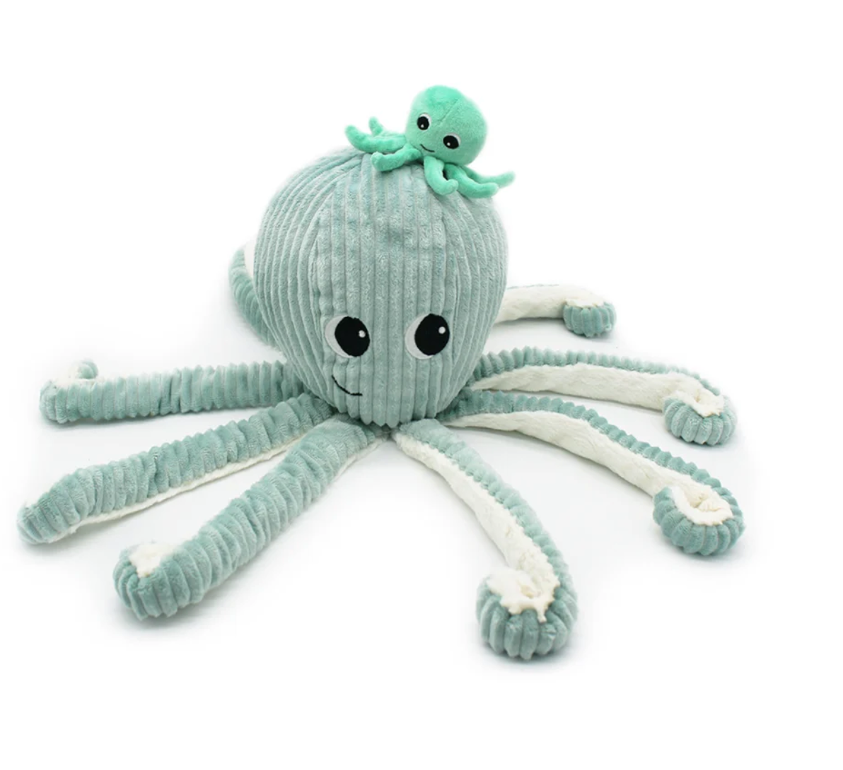 Peluche Poulpe parent bébé vert d'eau
