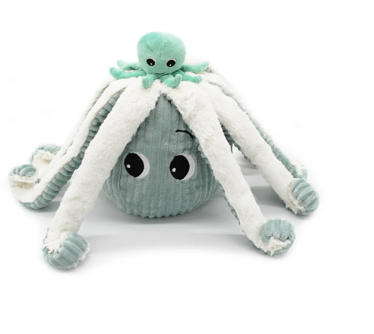 Peluche Poulpe parent bébé vert d'eau