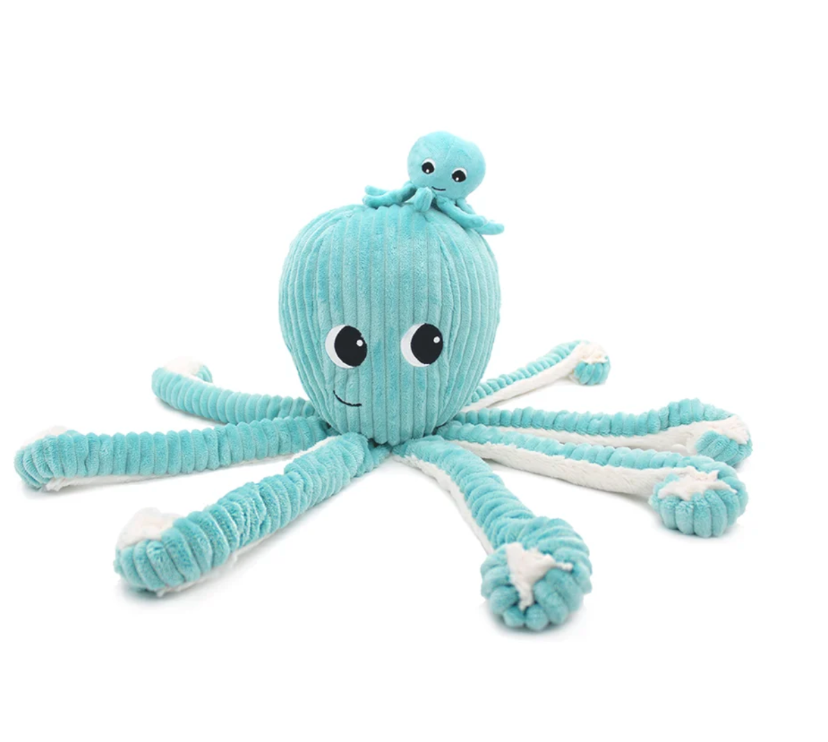 Peluche Poulpe parent et son bébé turquoise